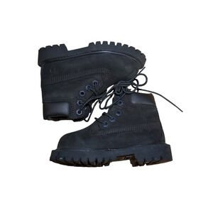 Timberland 6” Premium Waterproof Boots Kids Size 7 Toddler Black Nubuck Leather